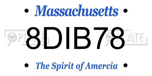 8DIB78 Massachusetts License Plate
