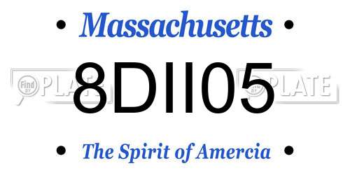 8DII05 Massachusetts License Plate