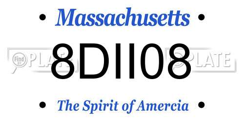 8DII08 Massachusetts License Plate