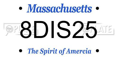 8DIS25 Massachusetts License Plate
