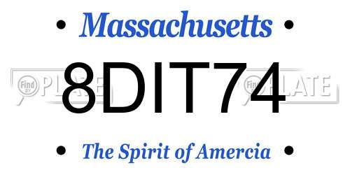 8DIT74 Massachusetts License Plate