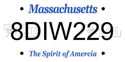 8DIW229 Massachusetts License Plate
