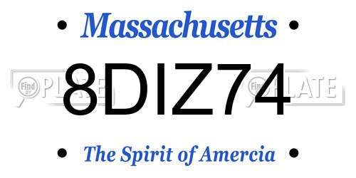 8DIZ74 Massachusetts License Plate