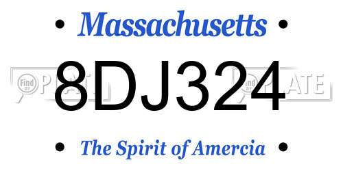 8DJ324 Massachusetts License Plate