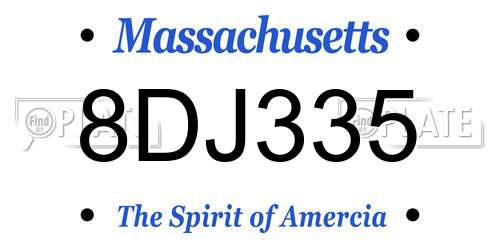 8DJ335 Massachusetts License Plate