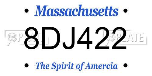 8DJ422 Massachusetts License Plate