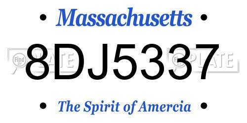 8DJ5337 Massachusetts License Plate
