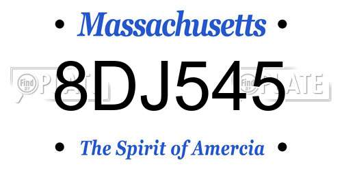 8DJ545 Massachusetts License Plate