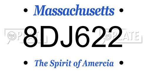 8DJ622 Massachusetts License Plate