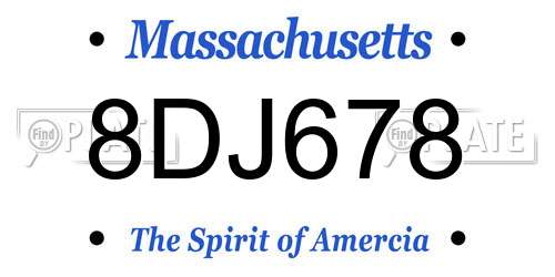 8DJ678 Massachusetts License Plate