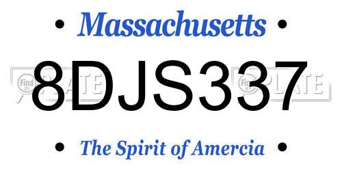 8DJS337 Massachusetts License Plate