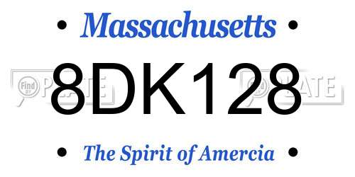 8DK128 Massachusetts License Plate