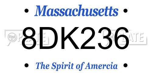 8DK236 Massachusetts License Plate