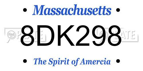 8DK298 Massachusetts License Plate