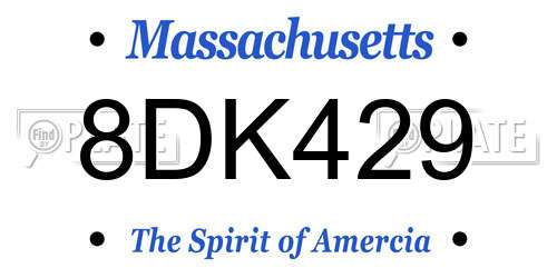 8DK429 Massachusetts License Plate