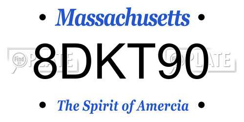8DKT90 Massachusetts License Plate
