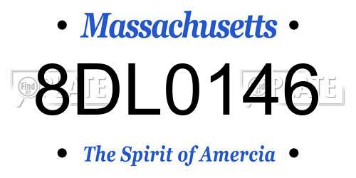8DL0146 Massachusetts License Plate