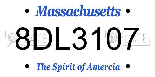 8DL3107 Massachusetts License Plate