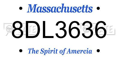 8DL3636 Massachusetts License Plate