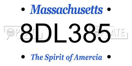 8DL385 Massachusetts License Plate