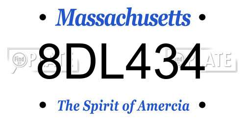8DL434 Massachusetts License Plate