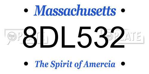 8DL532 Massachusetts License Plate