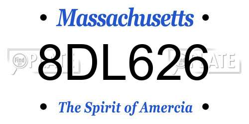8DL626 Massachusetts License Plate