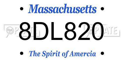 8DL820 Massachusetts License Plate
