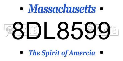 8DL8599 Massachusetts License Plate