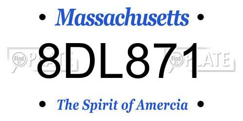 8DL871 Massachusetts License Plate