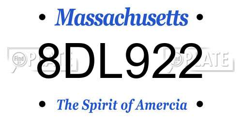8DL922 Massachusetts License Plate