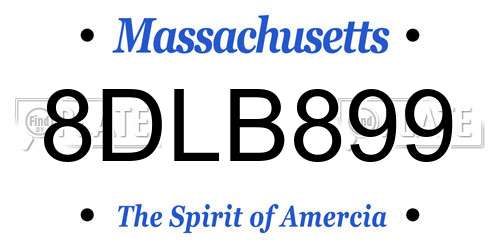 8DLB899 Massachusetts License Plate