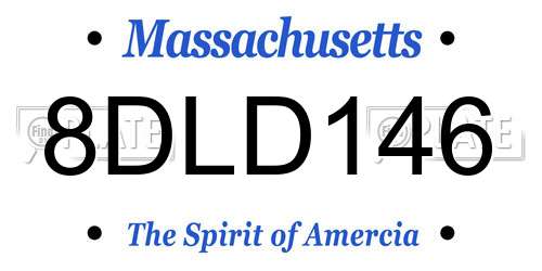 8DLD146 Massachusetts License Plate