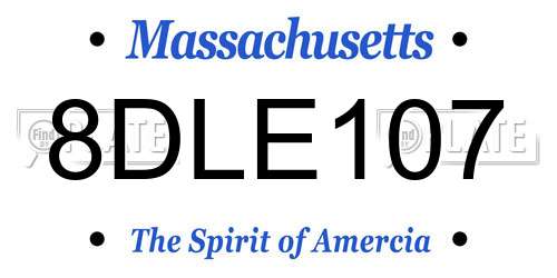 8DLE107 Massachusetts License Plate