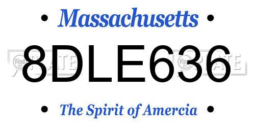 8DLE636 Massachusetts License Plate