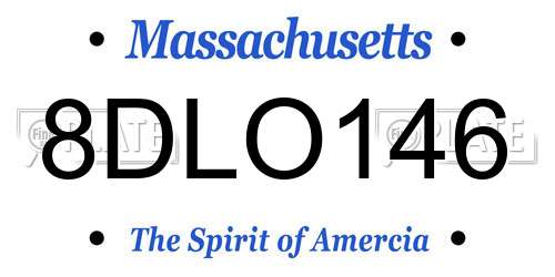 8DLO146 Massachusetts License Plate