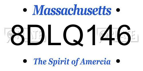 8DLQ146 Massachusetts License Plate