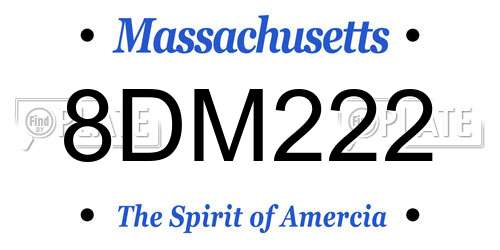 8DM222 Massachusetts License Plate
