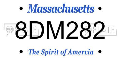 8DM282 Massachusetts License Plate
