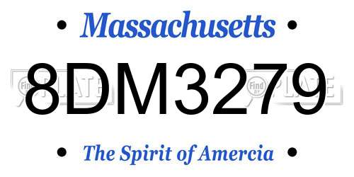 8DM3279 Massachusetts License Plate