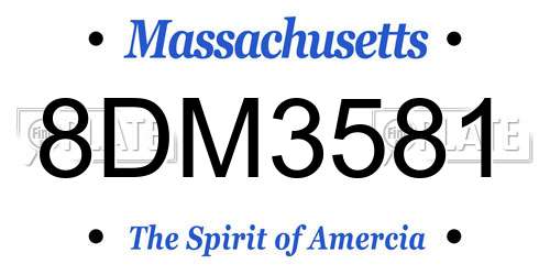 8DM3581 Massachusetts License Plate