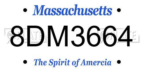 8DM3664 Massachusetts License Plate