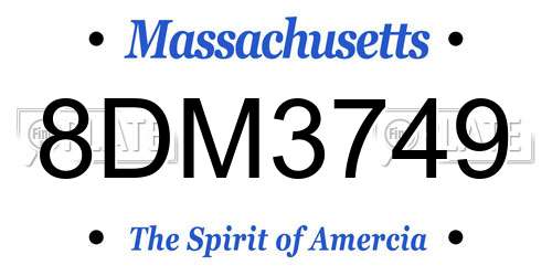 8DM3749 Massachusetts License Plate