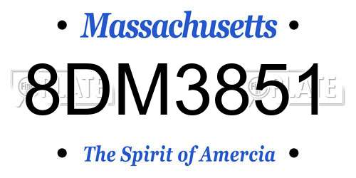 8DM3851 Massachusetts License Plate
