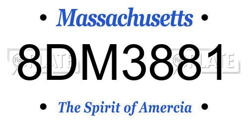 8DM3881 Massachusetts License Plate