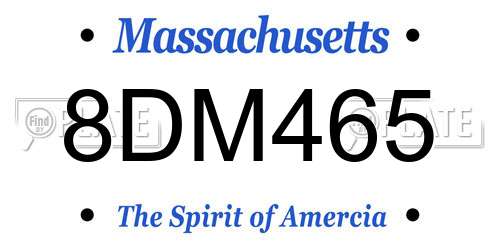 8DM465 Massachusetts License Plate