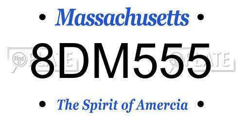 8DM555 Massachusetts License Plate