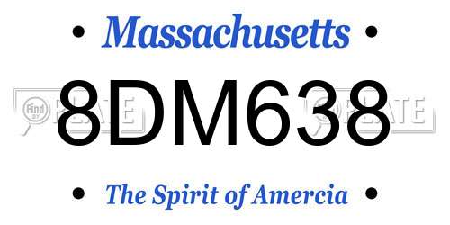 8DM638 Massachusetts License Plate