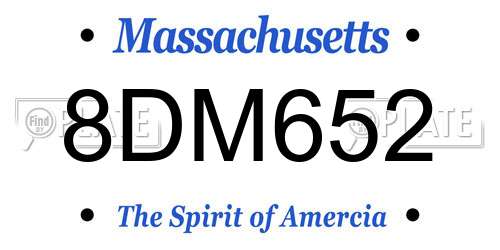 8DM652 Massachusetts License Plate