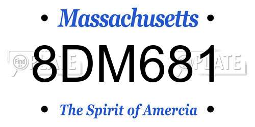 8DM681 Massachusetts License Plate